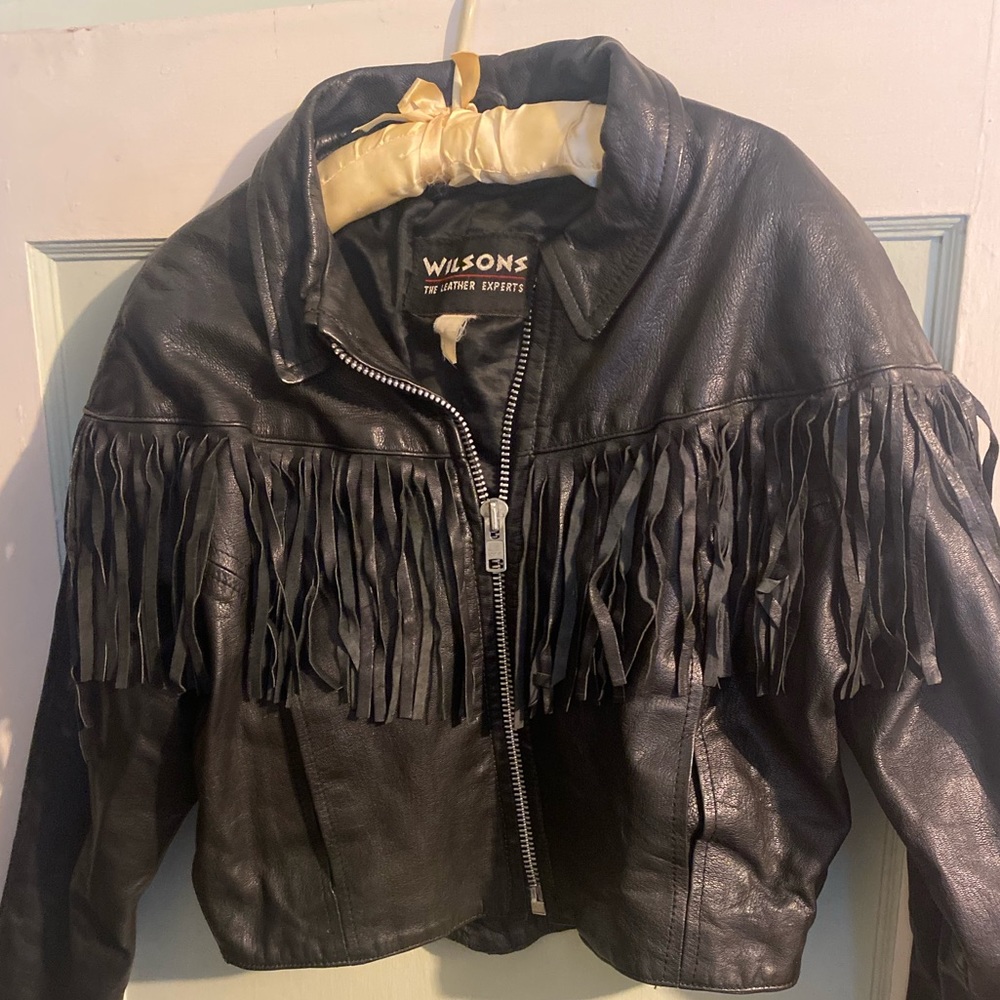 Vintage Wilson leather cropped fringed jacket sm